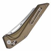 PFKP15BGAW Petrified Fish Frigate | Couteau Lame Reverse Tanto Acier CPM-S35VN SW | Manche Bronze Aluminum Crossbar Lock - Livraison Gratuite