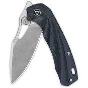 QS146B1 — Couteau QSP Knife Hornbill Lame Acier S35VN 59-61 HRC Stonewash Drop-Point Manche Fibre de Carbone Bleue Sculptée Linerlock - Livraison Gratuite