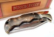 RR518 Rough Rider Finger Grooved Lockback – Couteau pliant lame  acier 440 Clip Point manche bois verrouillage lockback – Livraison Gratuite