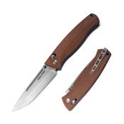 RS7851B Couteau Real Steel Pathfinder Brown Lame Acier 14C28N AXIS/Crossbar Lock - Livraison Gratuite