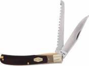 SCH1191225  Schrade Old Timer Buzzsaw Trapper |Couteau 2 Lame Acier 7Cr17MoV Satin & Scie | Manche Delrin Housse Cuir | Livraison Gratuite