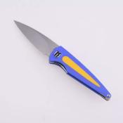 SHIMT01A Couteau Shieldon Colibri Blue/Yellow G10 Lame Acier 154CM IKBS - Livraison Gratuite