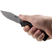 SOGACE1001CP — Couteau SOG Ace Fixed Blade Lame Acier 8Cr13MoV Clip Point Stonewash Manche Caoutchouc Noir Etui Nylon - Livraison Gratuite