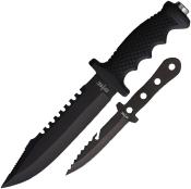 Lot de 3 STT221189BKPB Set de 2 Couteaux S-TEC Tactical Lame Acier 440 Bowie + Couteau de Lancer Etui - Livraison Gratuite