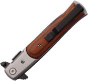 STT27107SL3 — Couteau S-TEC Stiletto Style Lame Acier Inox Noir Spear Point Manche Bois Brun Linerlock Clip Livraison Gratuite