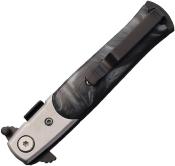 STT27108BK1 — Couteau S-TEC Stiletto Style Lame Acier Inox Noir Spear Point Manche Acrylique Swirl Noir Linerlock Clip - Livraison Gratuite