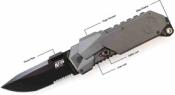 SWMP9BTS Couteau Automatique Smith & Wesson Tactique M.A.G.I.C. Liner Lock Lame Tanto Combo Acier 4034 Manche Aluminium Gris - Livraison Gratuite