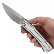 T1024A5 Tenable Kratos Couteau Lame Acier Nitro-V Manche G10 Noir & Blanc Linerlock Clip - Livraison Gratuite