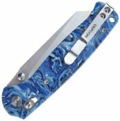 TD024BLWT Defcon Artifact Blue/White  | Couteau Pliant | Lame Sheepfoot 14C28N | Manche Résine Bleu | Axis Lock Bearing - Livraison Gratuite