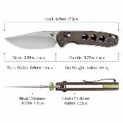 TVJM06CU14 Trivisa Butterfly – Couteau pliant Crossbar Lock Lame Acier 14C28N Stonewash Manche Copper (Cuivre) - Livraison Gratuite