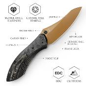 TVJM08RGM Couteau Trivisa Rhino-RG Lame Acier M390 Gold PVD Manche Titanium + Carbon Fiber | Framelock | Livraison Gratuite