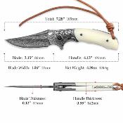 TVJS02WBDP Trivisa Puppis-02W – Couteau pliant Liner Lock Lame Acier Damas Manche Acier & Os Housse - Livraison Gratuite