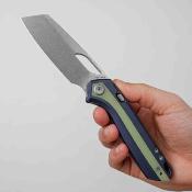 VOSA1814 Vosteed Kroc | Couteau Lame Reverse Tanto Acier S35VN SW | Manche Dark Slate Blue Aluminum & Glow G10 Inlays - Livraison Gratuite
