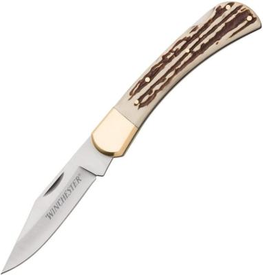 WN6220075W Couteau Winchester Large Imitation Corne Lame Acier Inox - Livraison Gratuite