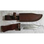 DM1170 Couteau Poignard Damas Bowie 256 Couches Manche Bois Etui Cuir - Livraison Gratuite