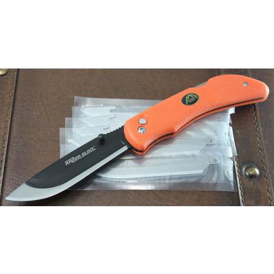 Couteau Outdoor Edge Razor-Blaze Lame Acier Carbone/Inox Manche Kraton Orange OERB20 - Free Shipping