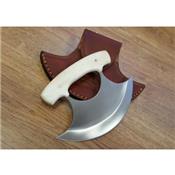 Couteau D'esquimau Ulu Inuit Manche Os Etui Cuir PA8011BO - Free Shipping