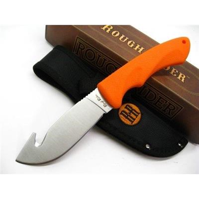 Couteau de Chasse à dépecer Guthook Lame Acier Inox Manche Abs Orange Etui Nylon RR1446 - Free Shipping