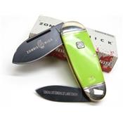 Couteau Bouledogue 2 Pièces Chasseur de Zombie Manche Abs Green Lames Acier 440 RR1455 - Free Shipping
