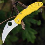 Couteau Spyderco Tasman Salt 2 Hawkbill Salt Lame Acier H1 Manche Yellow FRN Made Japan SC106PYL2 - Free Shipping