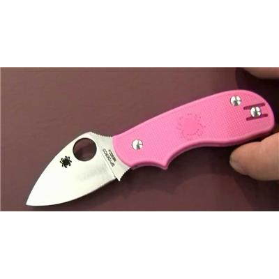 Couteau SPYDERCO SQUEAK Pink FRN Plain Folding Knife Acier N690CO Made In Italy SC154PPN - Free Shipping