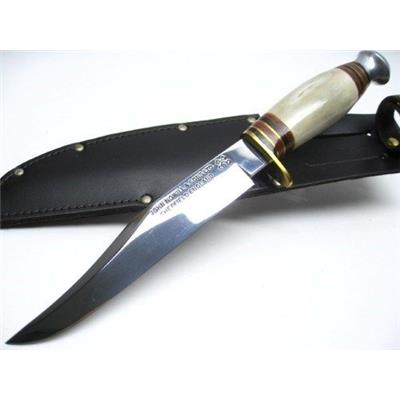 Couteau Bowie Sheffield Lame Carbone Manche Bois de Cerf Etui Cuir Made In England SHE001 - Free Shipping