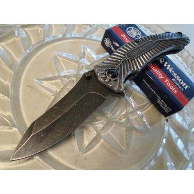 Couteau Smith&Wesson Stonewash Lame Acier 7Cr17MoV Manche Aluminium SW116 - Free Shipping