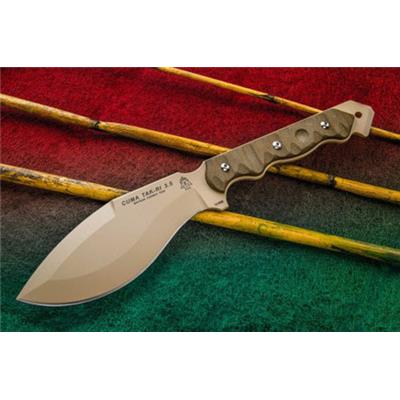 Couteau de Survie TOPS CUMA TAK-RI 3.5 Coyote Brown Acier Carbone 1095 Manche Micarta Made In USA TPCUMATK35 - Free SHipping