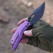 ATZ1887GBPU Artisan Cutlery Dark Wing | Couteau Pliant Lame Modified Clip Point Acier S35VN | Manche Purple Titanium Frame Lock - Livraison Gratuite