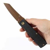 B2135A2 Couteau Higonokami Tenable Lame Acier D2 Rose Reverse Tanto | Manche Black Micarta | Liner Lock | Livraison Gratuite
