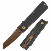 B2135A2 Couteau Higonokami Tenable Lame Acier D2 Rose Reverse Tanto | Manche Black Micarta | Liner Lock | Livraison Gratuite