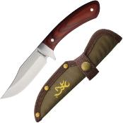 BR0575B Couteau de Chasse Browning Lame Acier Inox Manche Bois Étui Ceinture Nylon - Livraison Gratuite