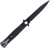 CBTSTBLBKBK — Couteau Cobratec Knives Stiletto Button Lock Lame Acier VG-10 Stiletto Noire Mitres Inoxydables Manche G10 Noir Livraison Gratuite