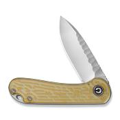 CIVC18062AM2 — Couteau CIVIVI Elementum Lame Acier Nitro-V Drop Point Satinée Rock-Grind Manche Ultem Jaune Polri Flipper Liner Lock - Livraison Gratuite