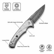 CIVC24040DS1 Couteau CIVIVI Voidflare | Lame Drop Point Acier Damas | Manche G10 Aluminum Foil Linerlock - Livraison Gratuite
