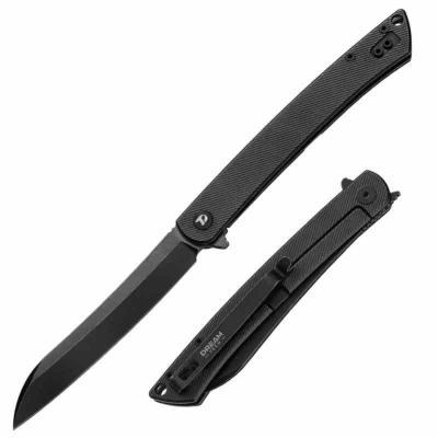 DTK4224LB Dreamtech – Couteau Pliant Lame Acier D2 Sheepfoot Linerlock Manche Titane Noir – Livraison Gratuite