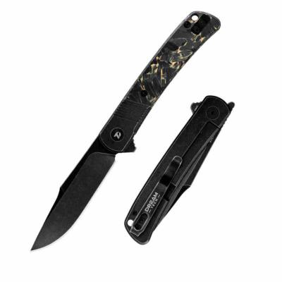DTK4368B Dreamtech – Couteau Lame Acier D2 Framelock Manche Titane/FCarbone Gold – Livraison Gratuite