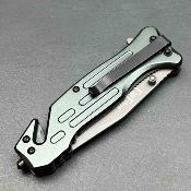 Lot de 3 EE10A97TGY ElitEdge Rescue Linerlock A/O | Couteau de Secours Lame Tanto Acier 420C | Manche Gray Alu - Livraison Gratuite