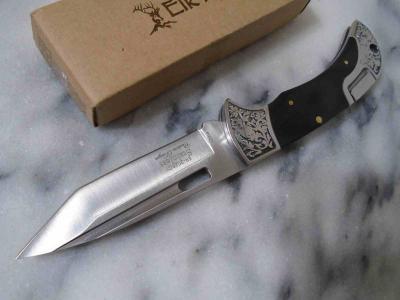 ER2028GY Elk Ridge - Couteau de Poche Manche Pakkawood Lame Acier 3Cr13 Reverse Tanto Back Lock - Livraison Gratuite