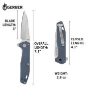 G1075374 Couteau Gerber Fastball Lame Wharncliffe CPM-MagnaCut Acier Manche Aluminium Bleu Sécurité Liner Lock USA - Livraison Gratuite