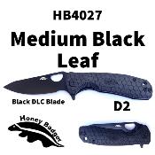 HB4027 Couteau Honey Badger Leaf Medium Black Lame Acier D2 IKBS - Livraison Gratuite
