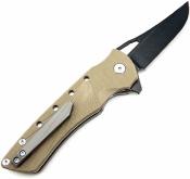 HBKBLKBT Heibel Knives - Couteau Blackhawk Desert Tan Manche G-10 Lame Acier D2 Clip Point Linerlock - Livraison Gratuite
