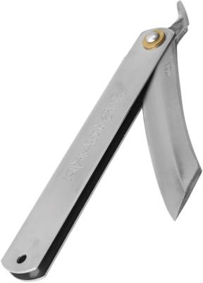 HIGOBL161 — Couteau Higonokami XL Lame Acier VG10 Made in Japan Satiné Manche Acier Inox Chikiri Clip Livraison Gratuite