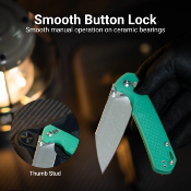 J1945DLG — Couteau CJRB Pyrite Light Lame Acier AR-RPM9 Wharncliffe Stonewash Manche FRN Button Lock - Livraison Gratuite