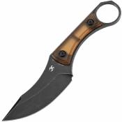 KG004A11 Kansept Niko – Lame Fixe Lame Acier D2 Black Stonewash Manche Amber Ultem (PEI) Etui Kydex - Livraison Gratuite