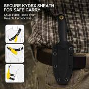 KI1101A1 Kizer Drop Bear 3 – Couteau Fixe Lame Drop Point Acier 14C28N Stonewash Manche G-10 Noir Housse Polymère – Livraison Gratuite