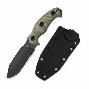 KI1105A4 Kizer Sheepdog Survival – Couteau lame fixe Acier 1095 Black Manche Green Micarta Housse kydex - Livraison Gratuite  