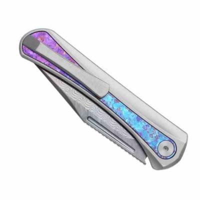 KI3732A1 Couteau Pliant Kizer Melody Lame Acier Damas (HRC 60-62) Manche Aluminium et Titane Cristallisé Slip Joint - Livraison Gratuite