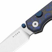KIV34582BDA1 Couteau Kizer Begleiter 2.9 | Lame Acier BD1N Satin | Manche Micarta Vortex Bleu Button Liner Lock | Livraison Gratuite