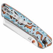 KIV3693BSA2 Couteau Kizer Madrac | Lame Acier 14C28N Sheepsfoot | Manche Norplex Micarta Multicolor | Button Lock | Livraison Gratuite